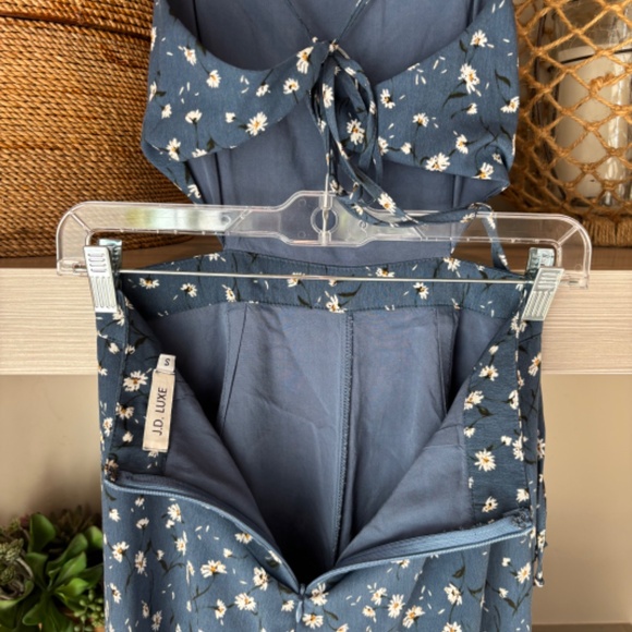 Cami Jumpsuit with Cut-outs & CrissXCross Spaghetti Straps & Leg Showing Slits - Picture 3 of 5